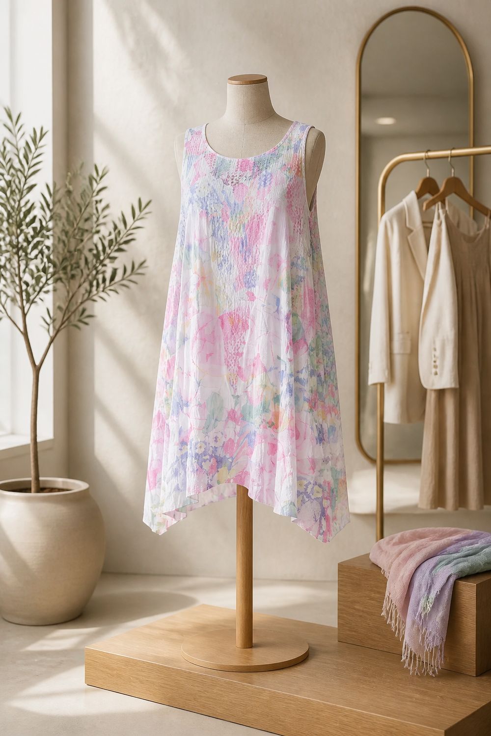 Luchtige jurk met knit bovenstuk en zachte flow- Transparant