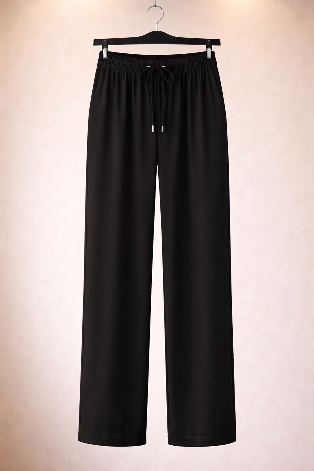 Dames Wide Leg Broek – Comfort Stretch – Hoge Taille – Rechte Pijpen – Zwarte Lichte Jogging Broek