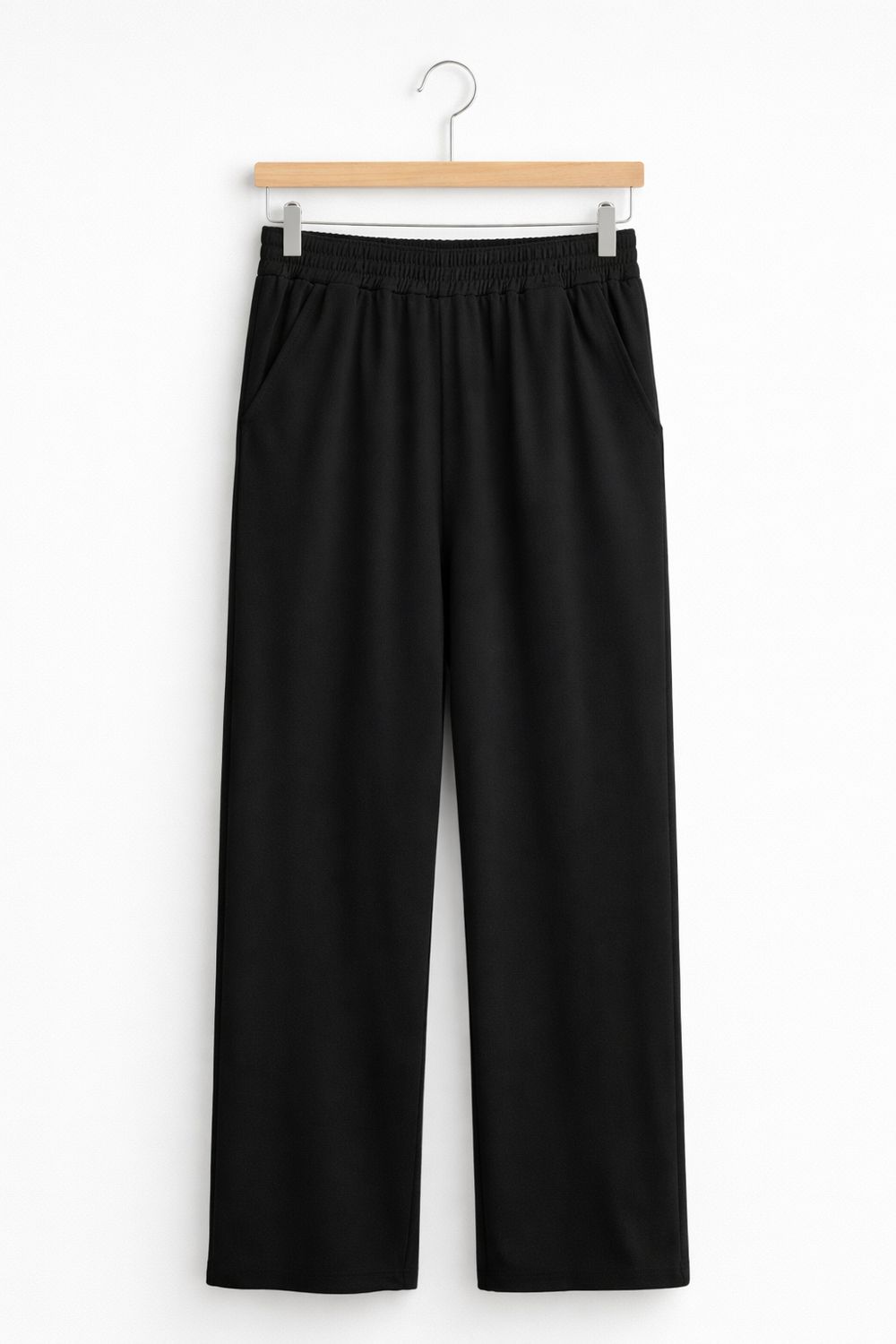 Dames loose Leg Broek – Comfort Stretch – Hoge Taille – Rechte Pijpen – Zwarte Lichte losse Broek