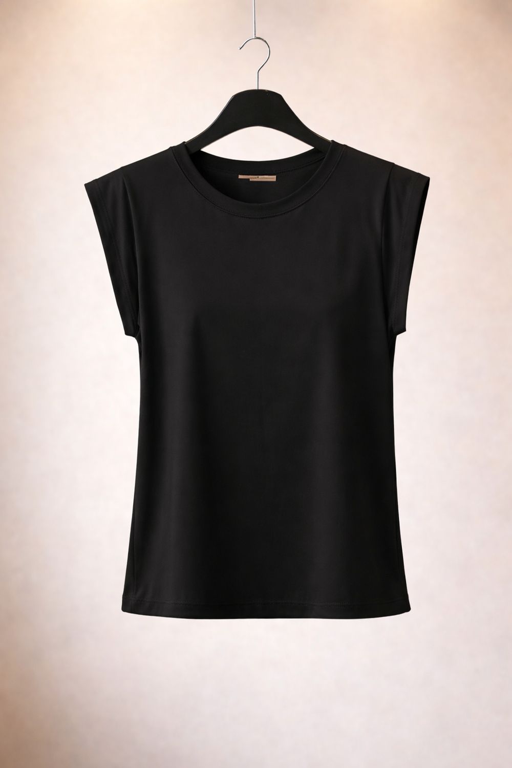 Dames Top met Schouderdetail – Comfort Stretch – Mouwloos – Rechte Fit – Zwart