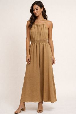 Maxi jurk met elastische taille – luchtige flow jurk one size