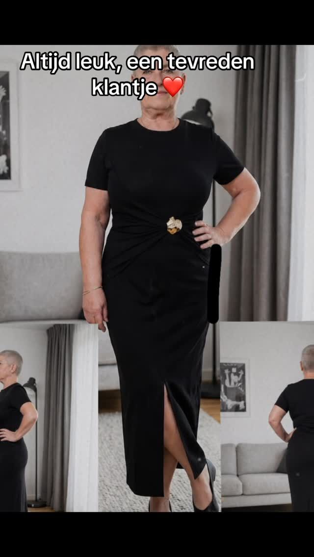 Elegante midi jurk met taille detail en split