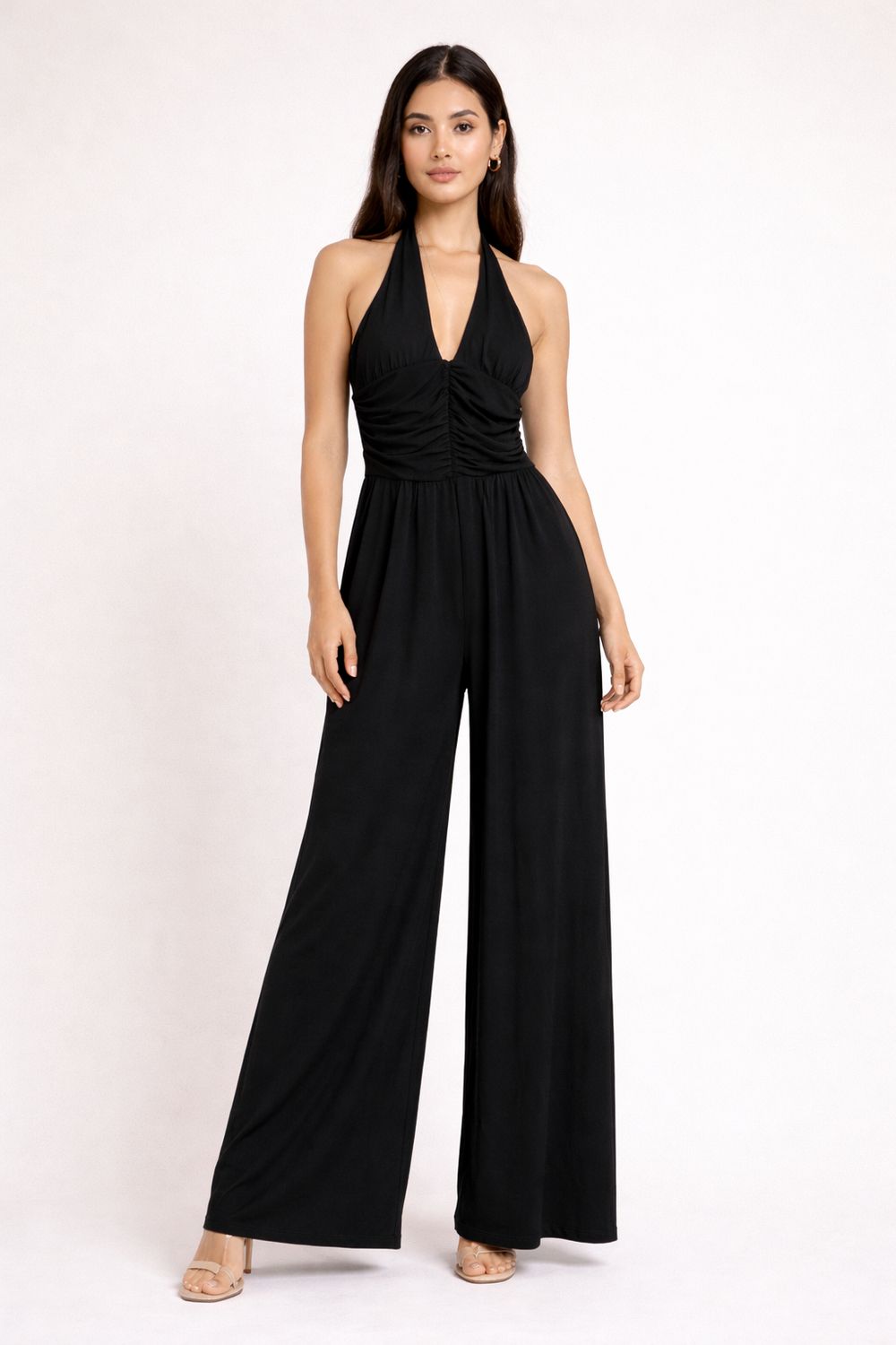 Zwarte Halter Jumpsuit – Elegante One Piece met Flatterende Fit