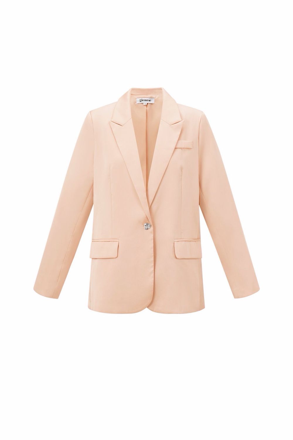 Satin Look Zalm Roze Blazer Voor Dames
