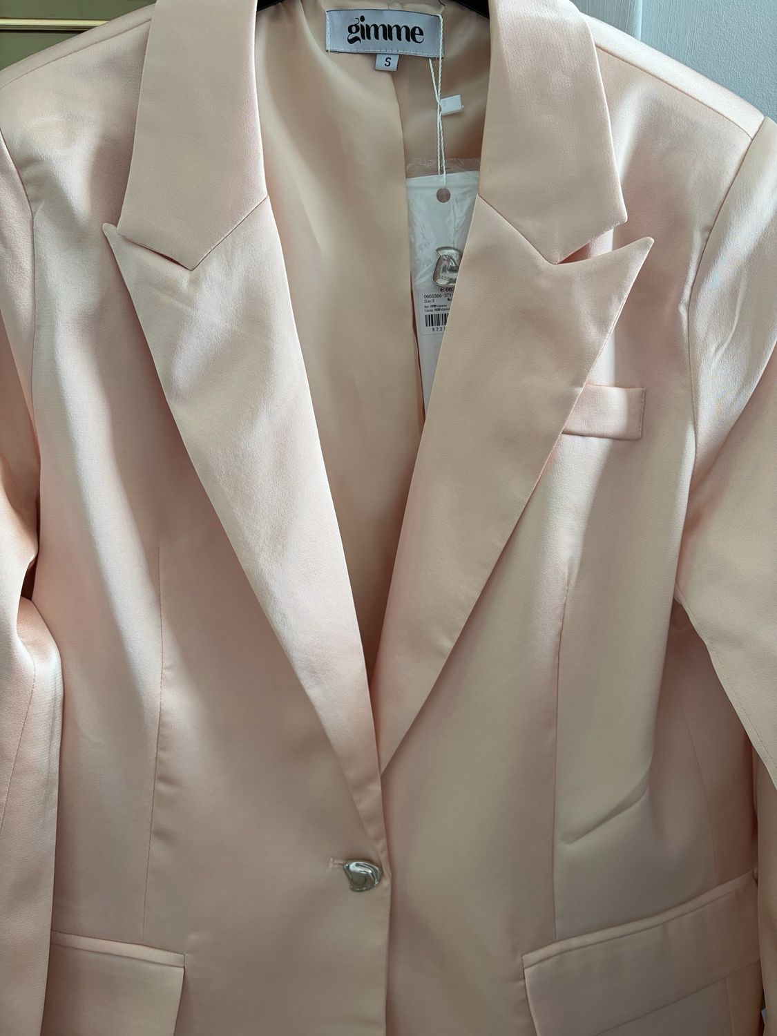 Satin Look Zalm Roze Blazer Voor Dames