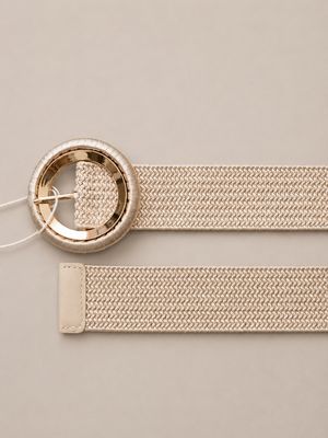 Elastische riem met ronde gesp | Natuurlijk &amp; tijdloos