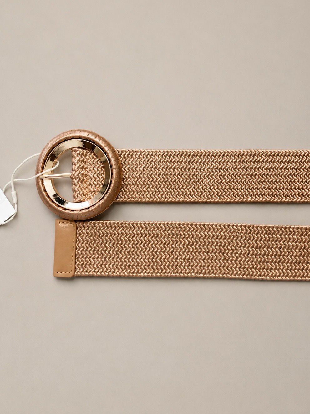 Elastische riem met ronde gesp | Natuurlijk &amp; tijdloos