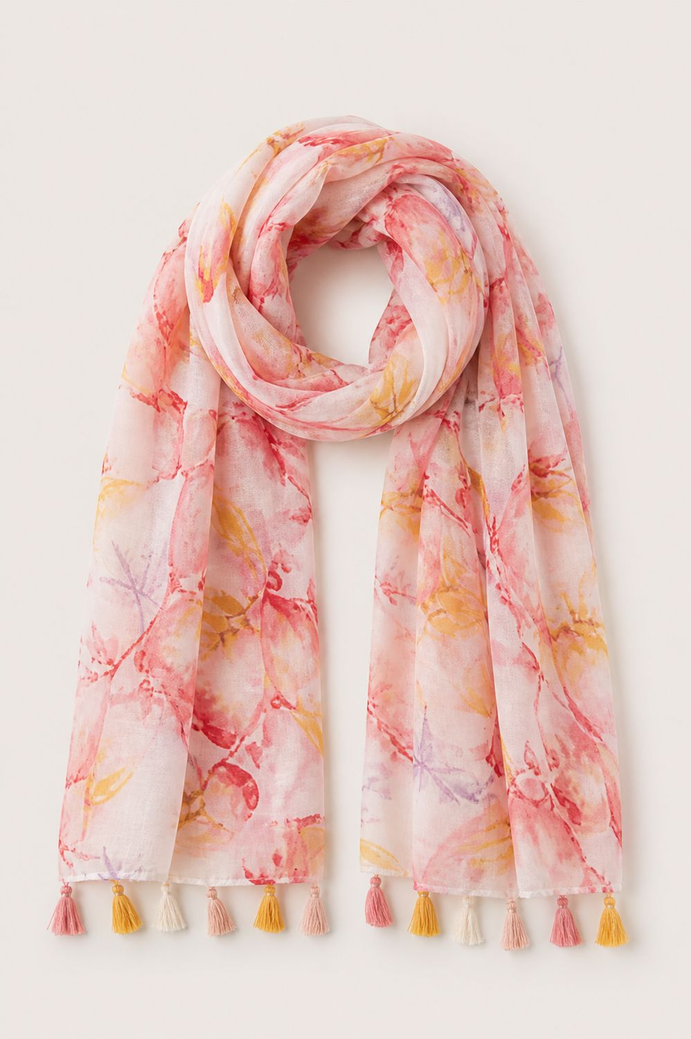 Lichte sjaal met bloemenprint en tassels | Zomers &amp; vrouwelijk
