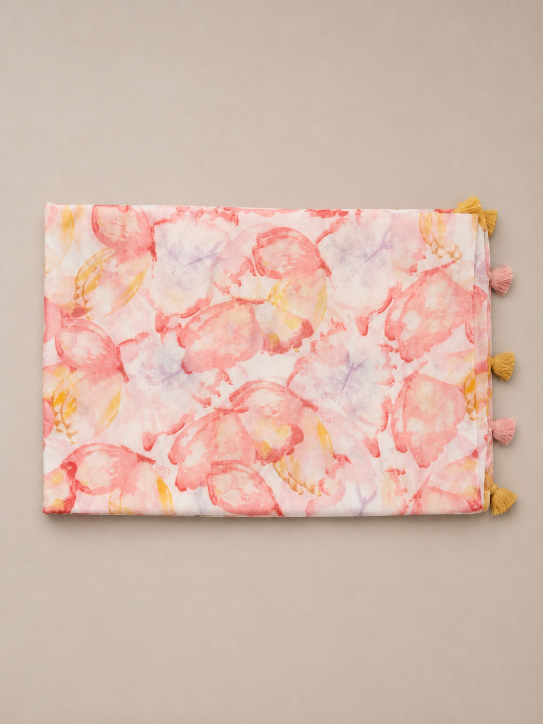 Lichte sjaal met bloemenprint en tassels | Zomers &amp; vrouwelijk