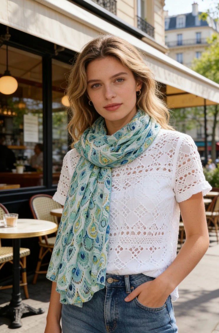 Lichte sjaal met verfijnde print | Fris &amp; elegant