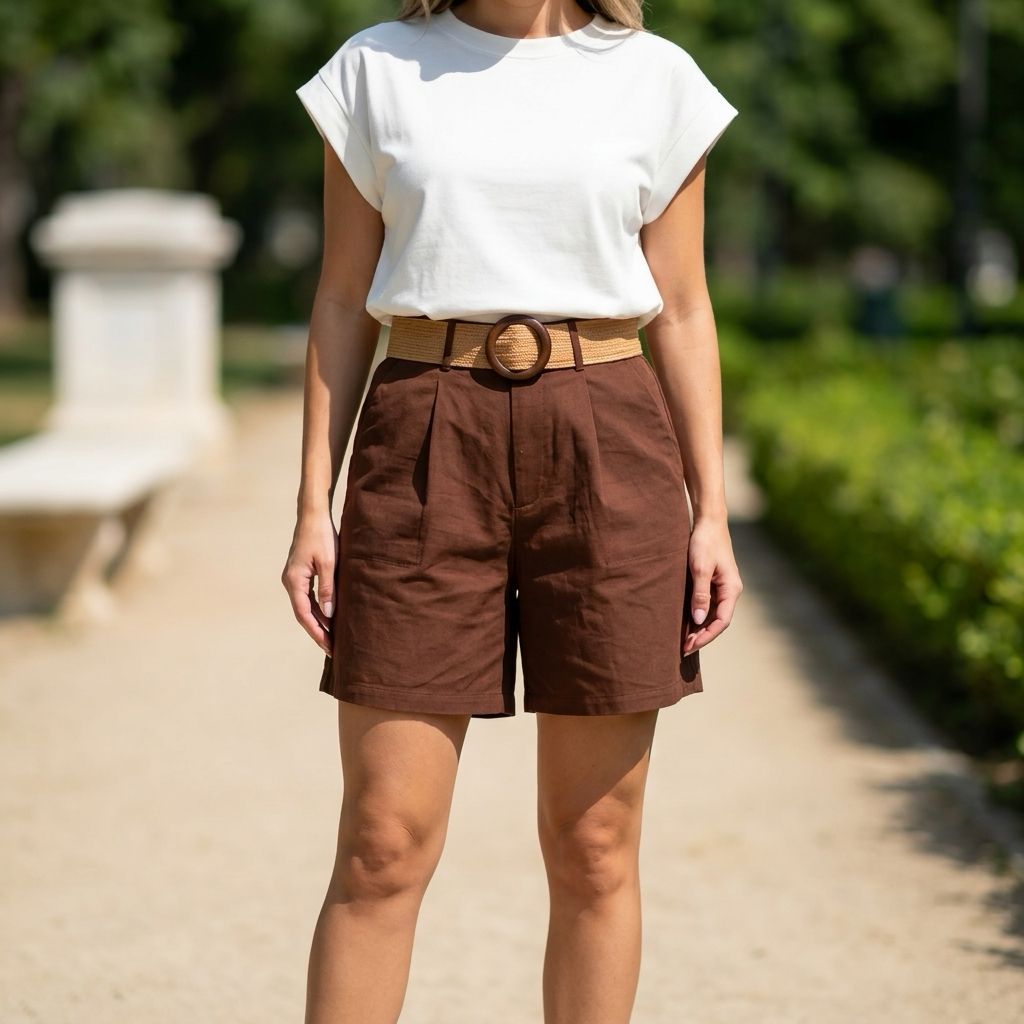Infinity Me Summer Essential Short –bruin Fit &amp; Flatterende Taille