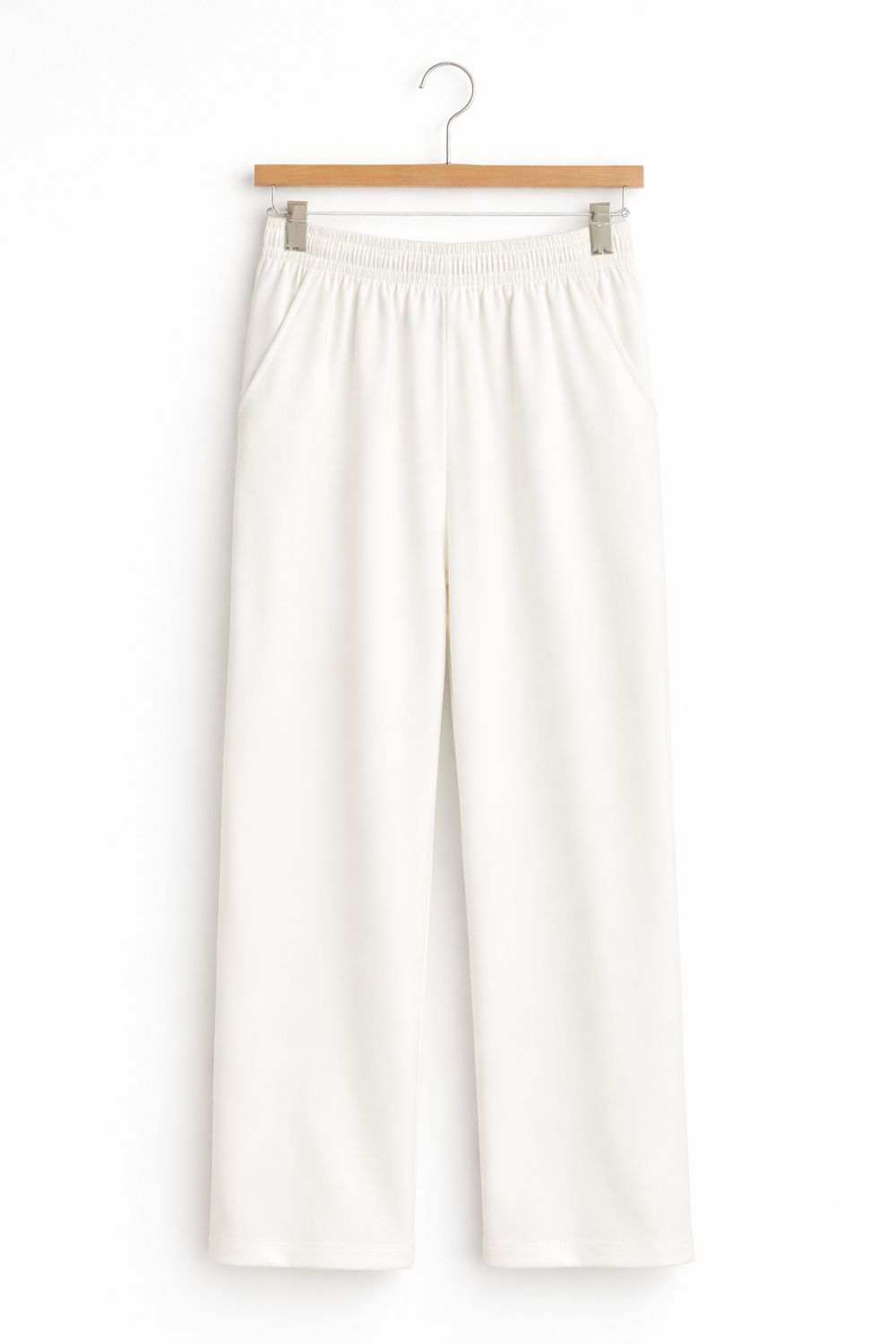 Elegante Comfort  set met rechte broek en schouderdetail top