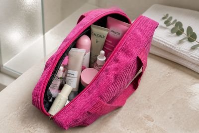 Draagbare Corduroy Toilettas &amp; Make-up Tas met Ritssluiting