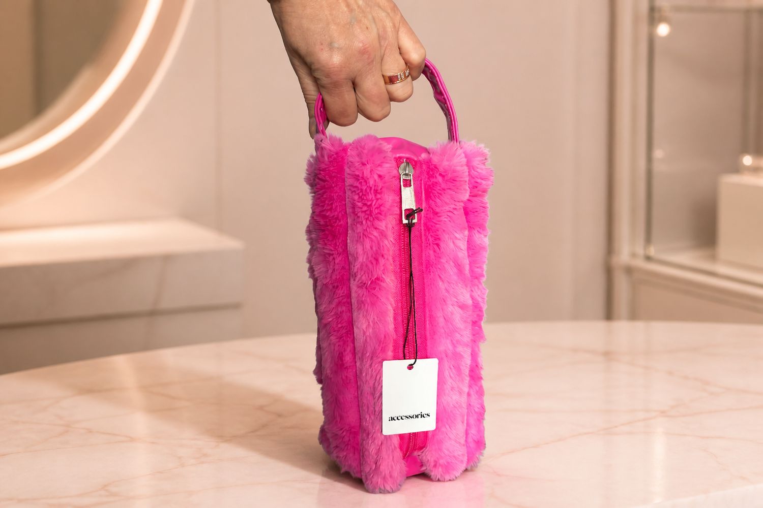 Faux Fur Make-up Tas &amp; Toilettasje – Zacht Pluche Design