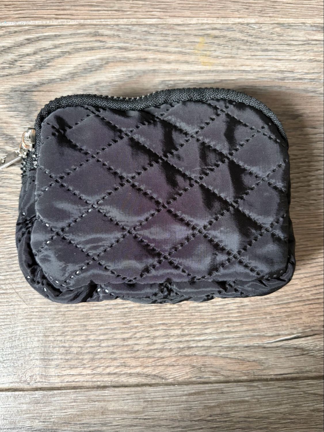Gewatteerd Mini Make-up Tasje met Dubbele Ritssluiting- 11/7/3cm