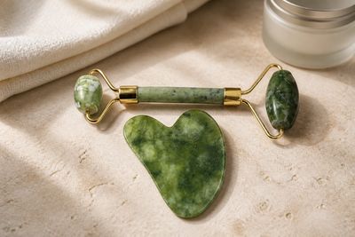 Set Jade Roller &amp; Gua Sha – Echte Jade Gezichtsmassage Set