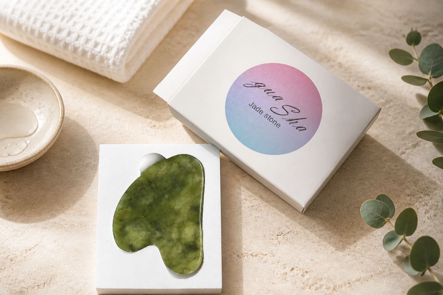 Set Jade Roller &amp; Gua Sha – Echte Jade Gezichtsmassage Set