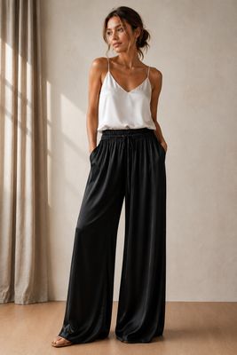 Loose Fit Broek- Satin Look Viscose