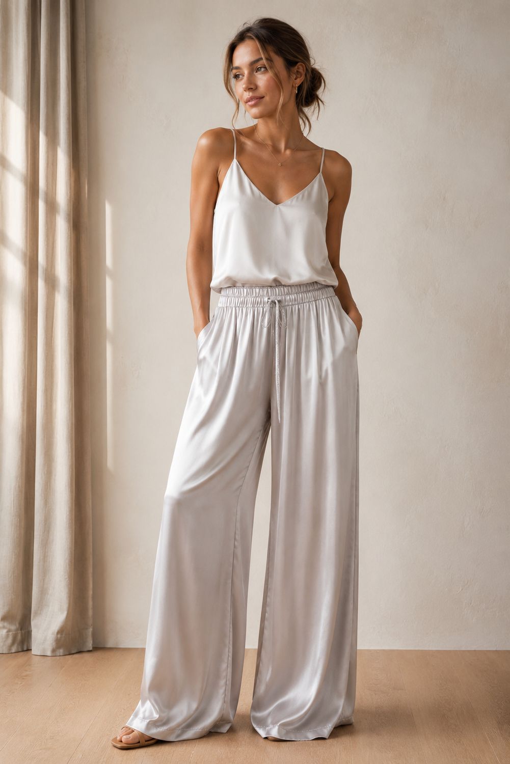 Loose Fit Broek- Satin Look Viscose