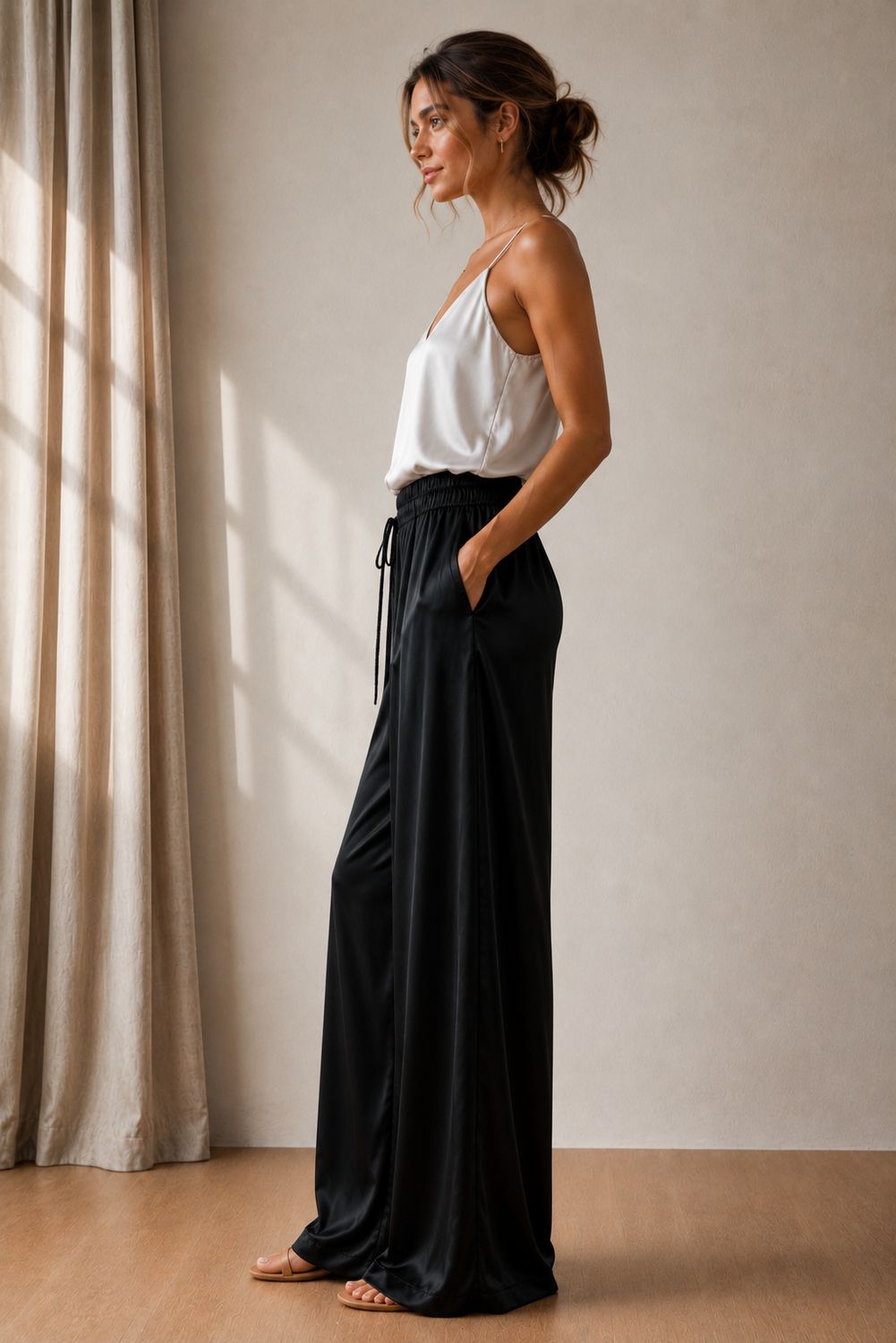 Loose Fit Broek- Satin Look Viscose