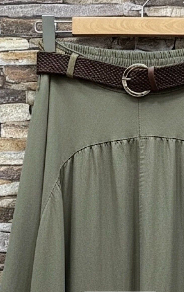 Lyocell Midi Rok - Flowy Rok Met Riem