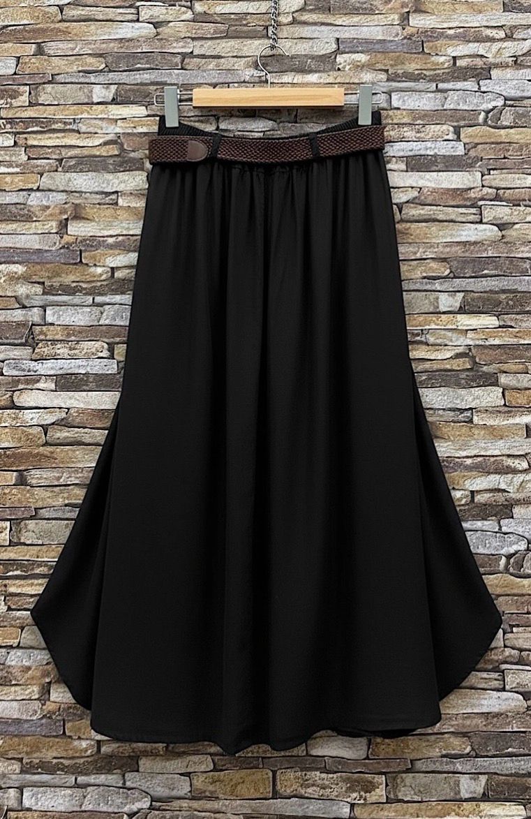Lyocell Midi Rok - Flowy Rok Met Riem