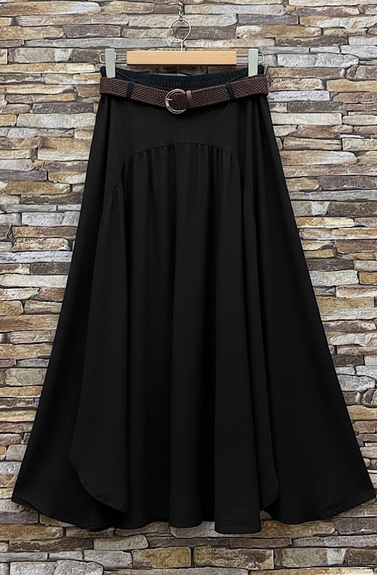 Lyocell Midi Rok - Flowy Rok Met Riem