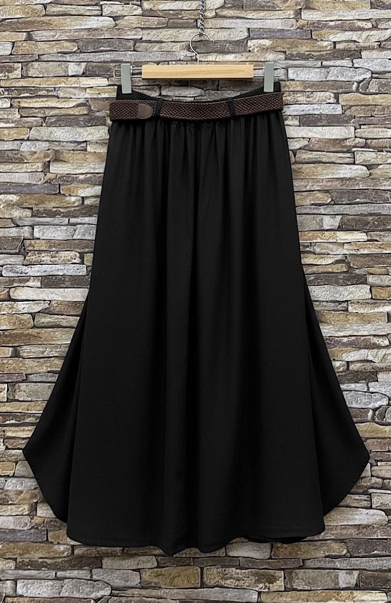 Lyocell Midi Rok - Flowy Rok Met Riem