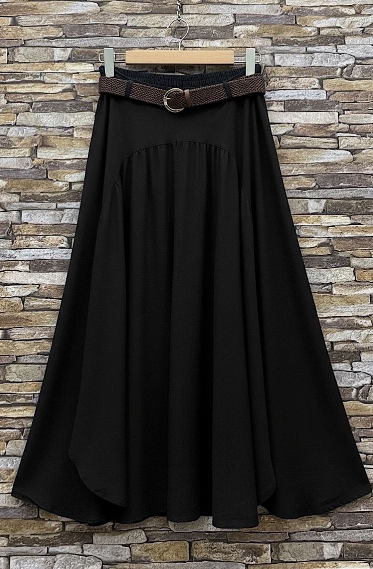 Lyocell Midi Rok - Flowy Rok Met Riem