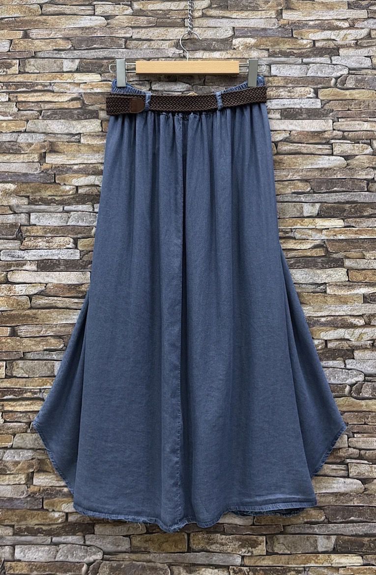 Lyocell Midi Rok - Flowy Rok Met Riem