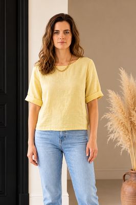Linnen Korte Blouse Voor Dames