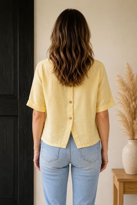 Linnen Korte Blouse Voor Dames