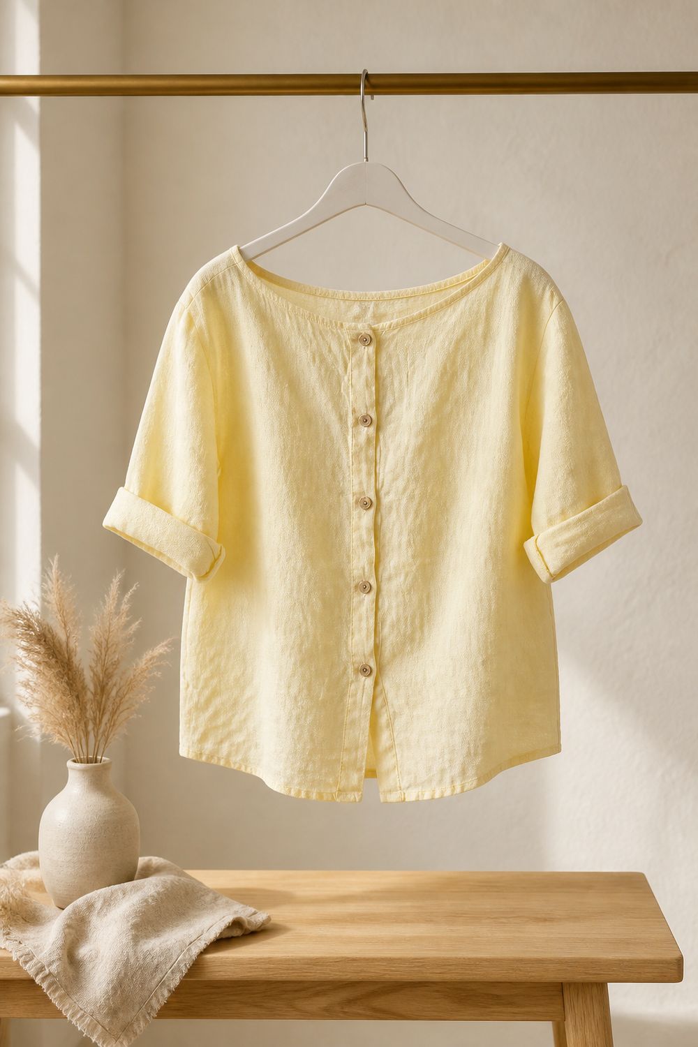 Linnen Korte Blouse Voor Dames