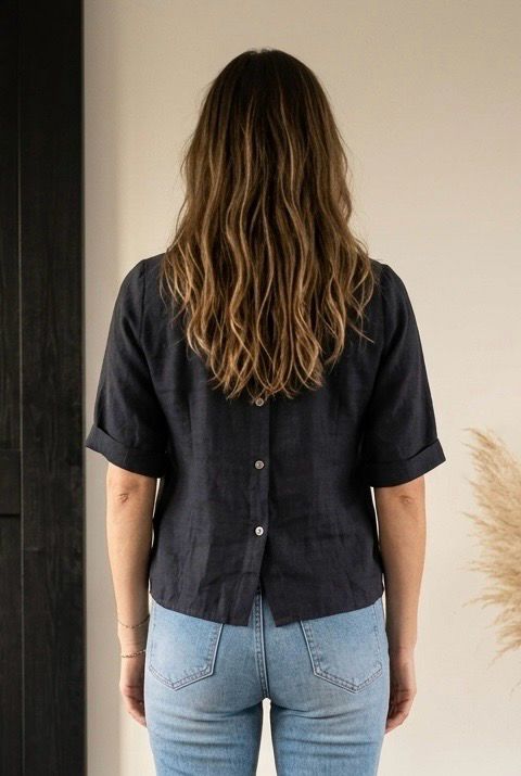 Linnen Korte Blouse Voor Dames