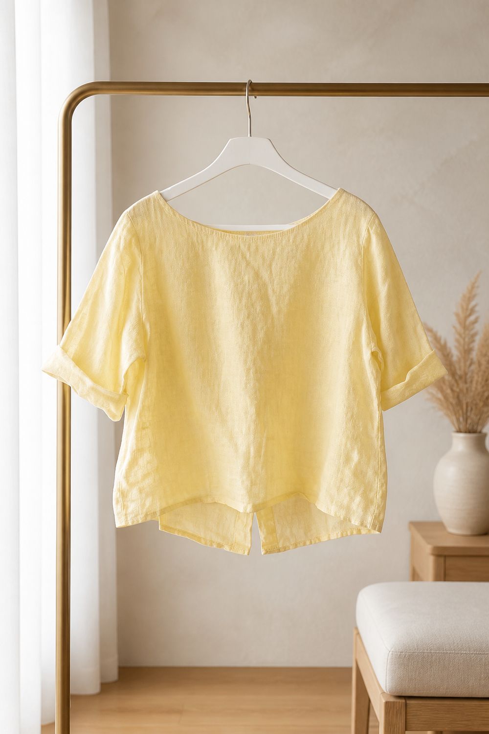 Linnen Korte Blouse Voor Dames