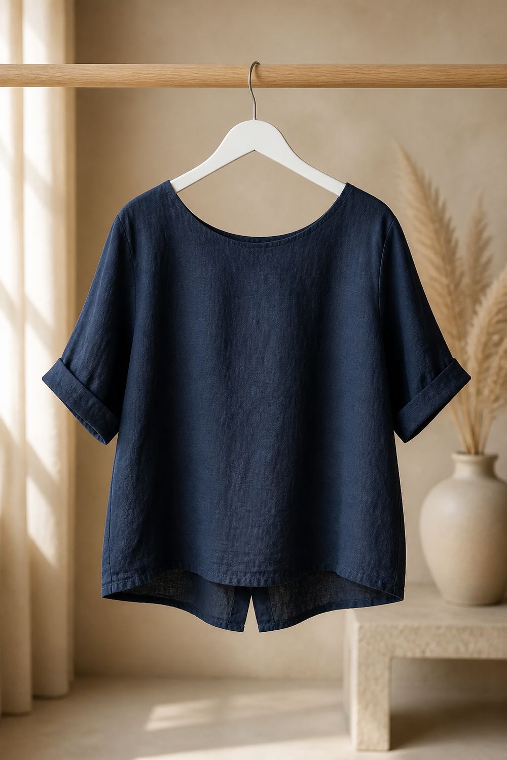 Linnen Korte Blouse Voor Dames