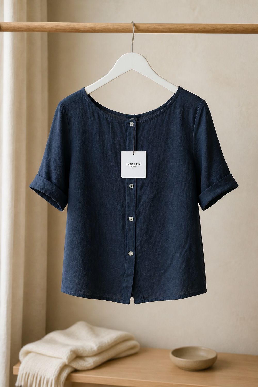 Linnen Korte Blouse Voor Dames