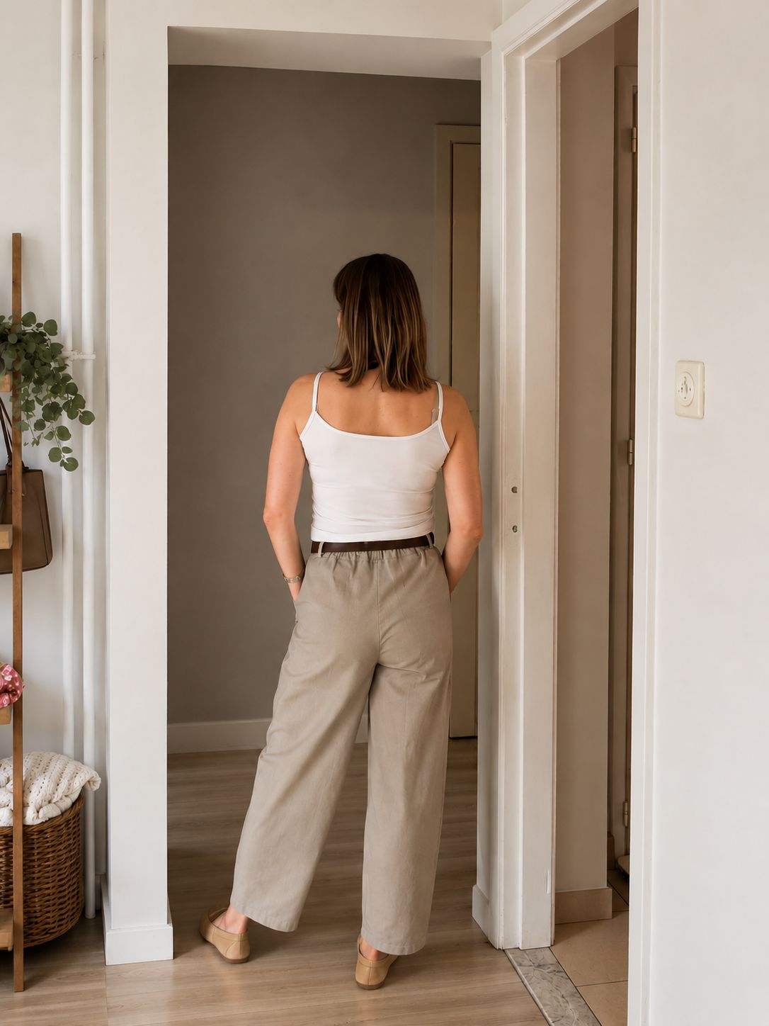 Katoenen Barrel Broek Taupe