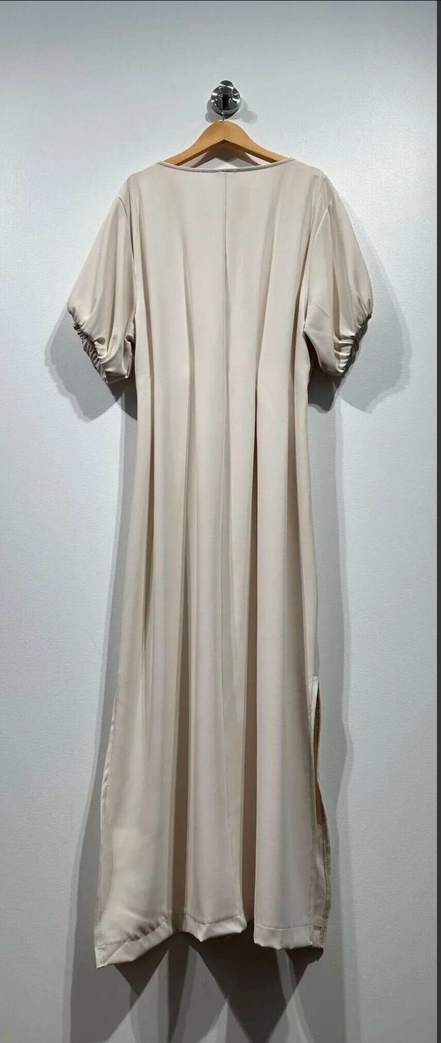 Flowy Maxi Jurk Met Elastische Taille- Beige