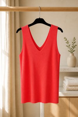 Viscose Knit Tank Top - Zomerse V Hals Top
