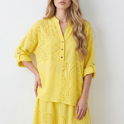 Katoenen broderie blouse
