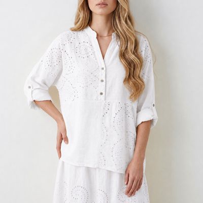 Katoenen broderie blouse