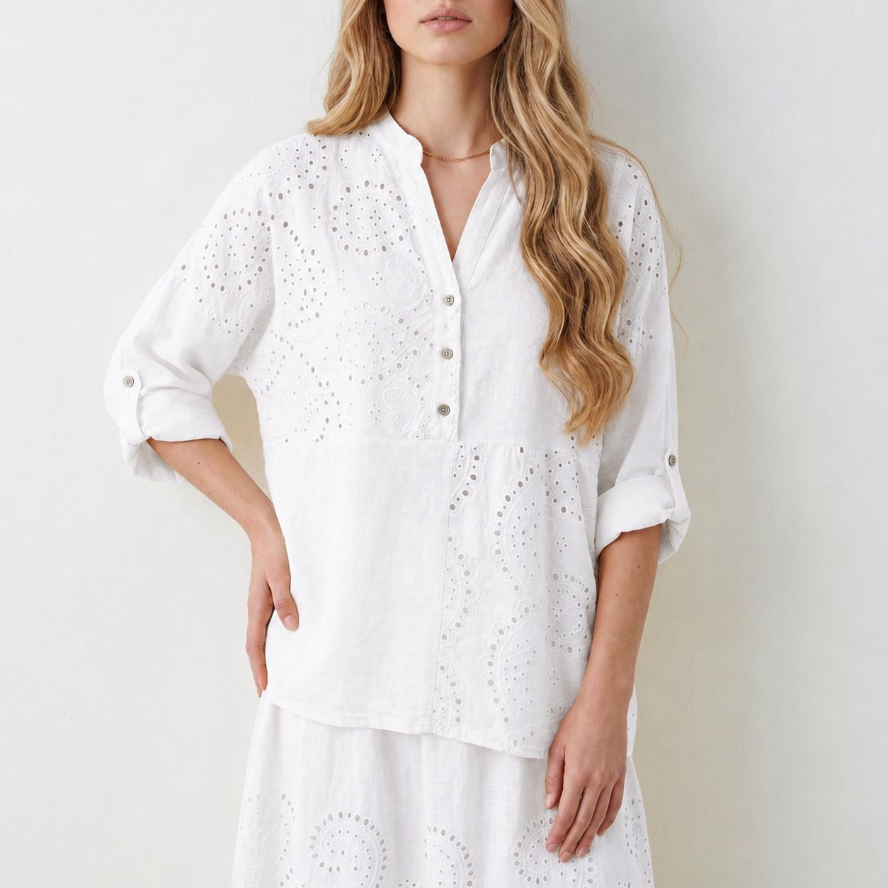 Katoenen broderie blouse