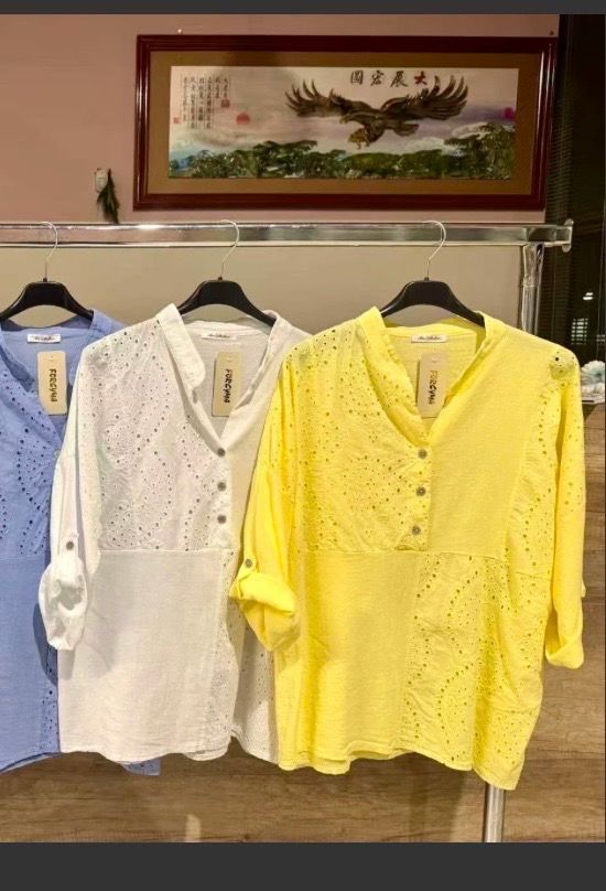 Katoenen broderie blouse