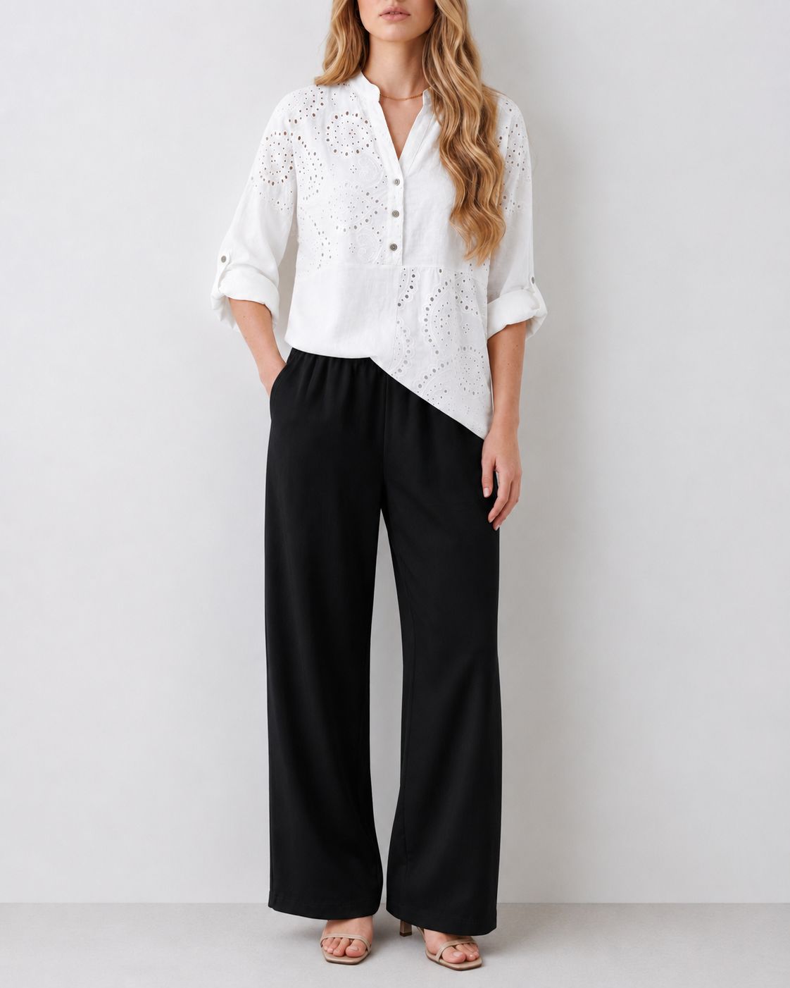 Katoenen broderie blouse
