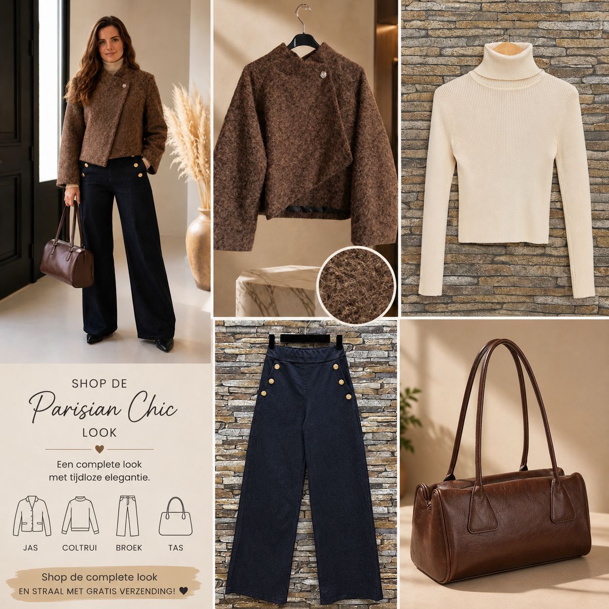 Palazzo Broek Jeans look- Coltrui - Bouclé Capejas En Tas