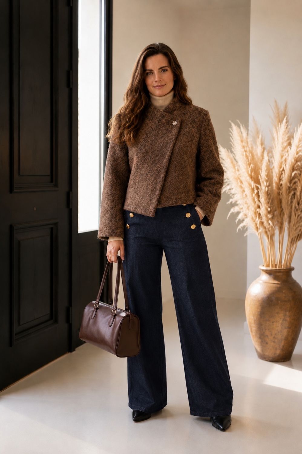 Palazzo Broek Jeans look- Coltrui - Bouclé Capejas En Tas