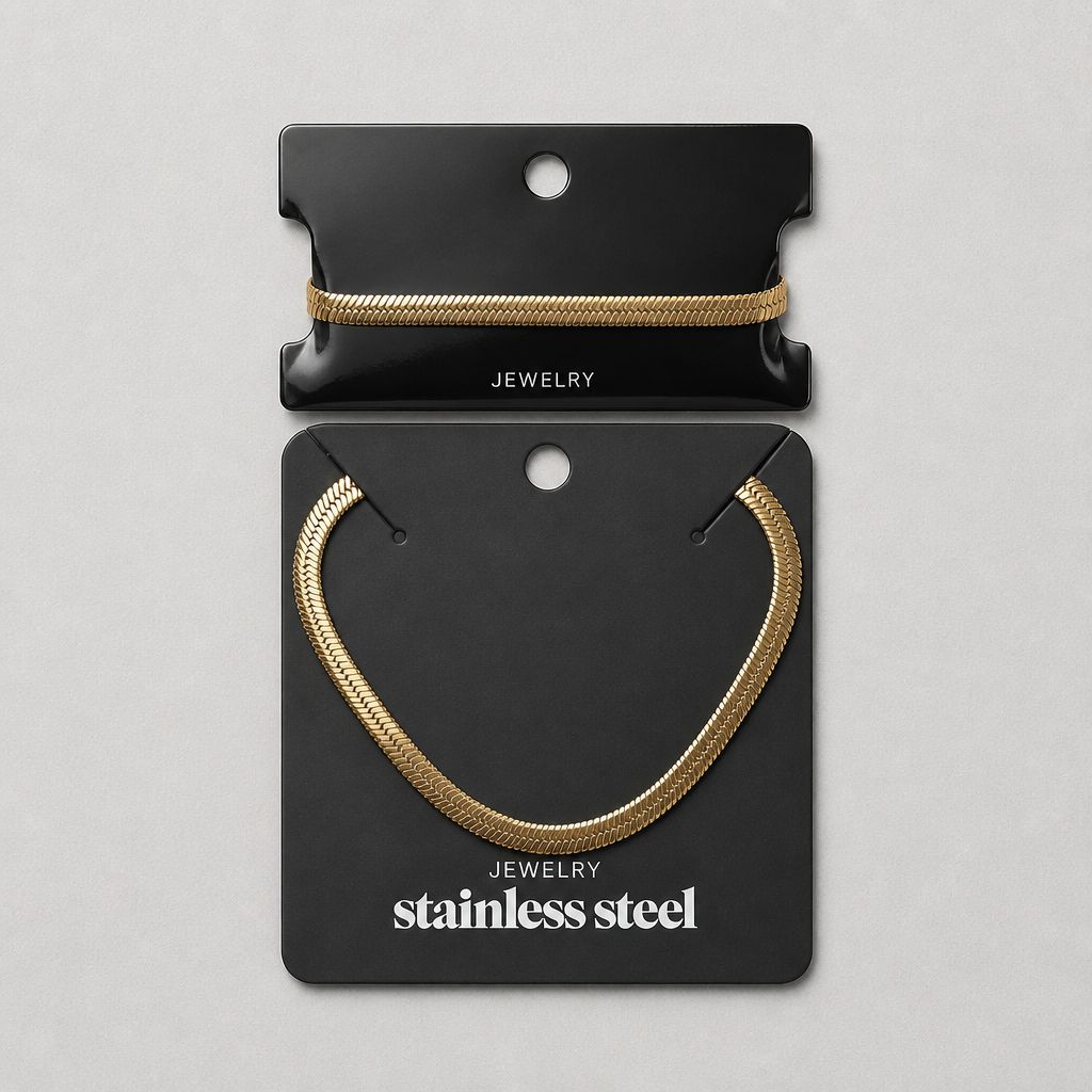 Sieraden Set Platte Stainless Steel Ketting + Armband