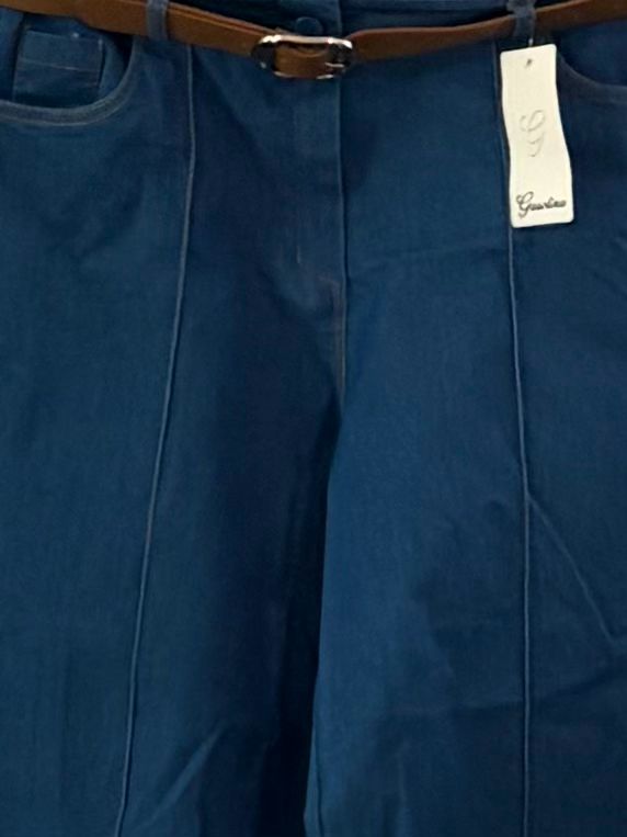 Denim Palazzo Broek met Ceintuur – High Waist Wide Leg Damesbroek