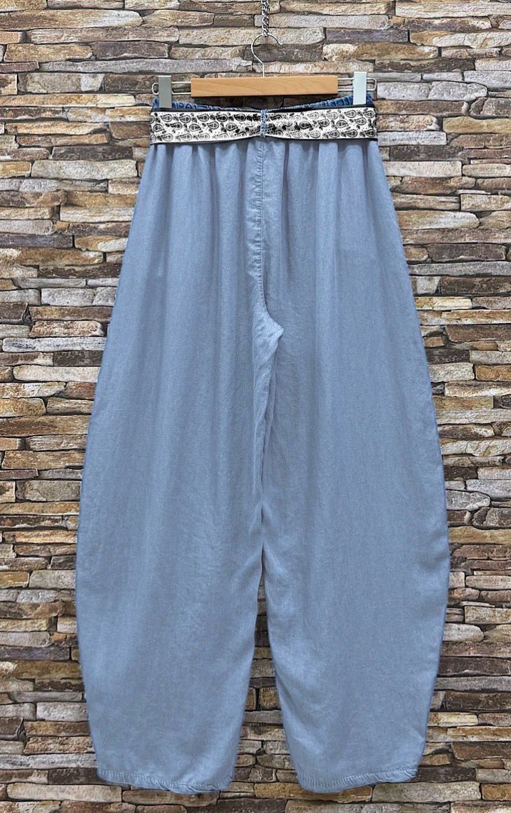 Lichtblauwe Balloon Broek met Sjaalriem – High Waist Lyocell Broek Dames